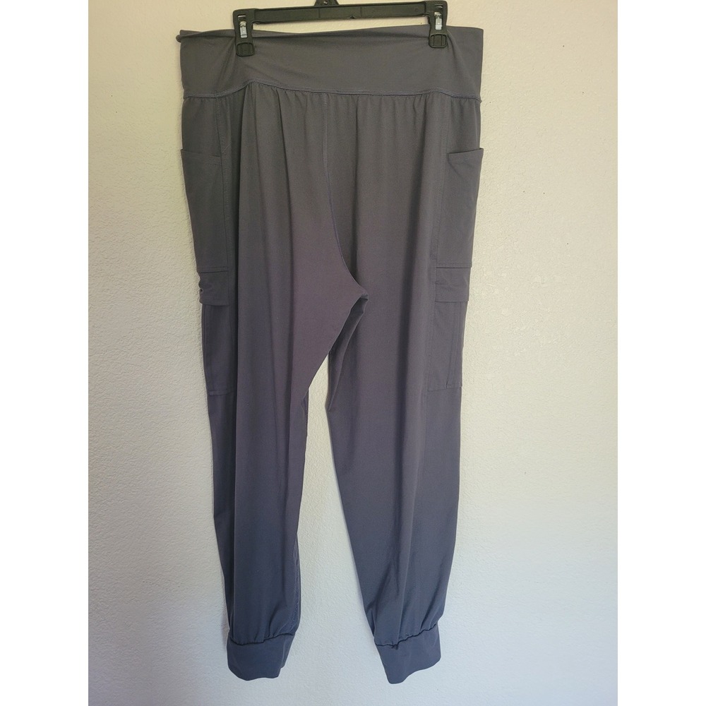 Women's Slate Gray Cargo‎ Joggers High Waisted Performance Utility Pants 28" #8